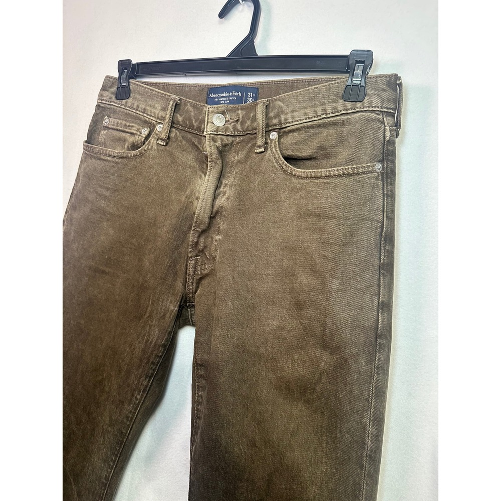 Abercrombie & Fitch 90s Slim‎ Brown Vintage Stretch Jeans Mens 31x30 131D0213 - Picture 3 of 11